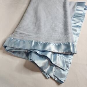 Vintage Bright Future Blue Acrylic Soft Waffle Weave Baby Crib Blanket 36X48